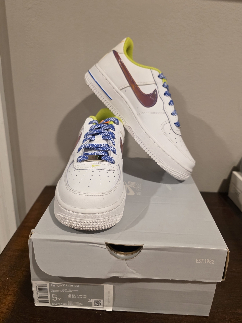 Nike Air Force 1 LV8 GS White Multi Color Sneakers Size 5Y